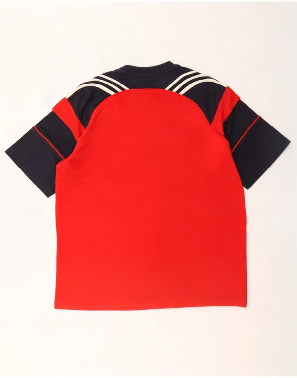 Adidas Mens T-Shirt Top UK 40/42 Medium Red Colourblock Cotton