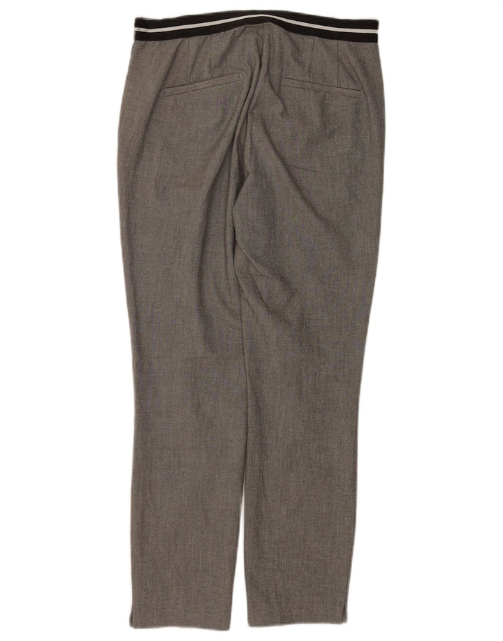 Zara Calça feminina reta de terno médio W28 L27 poliéster cinza