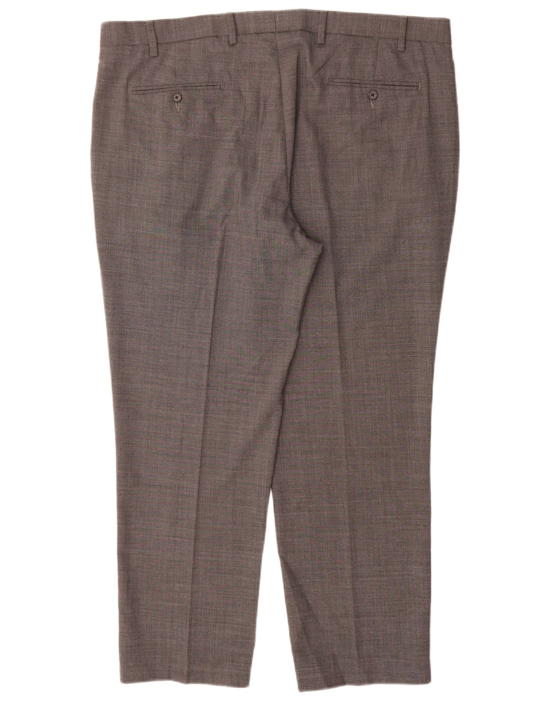 Calça masculina de ajuste regular reto Marks & Spencer W42 L29 lã cinza