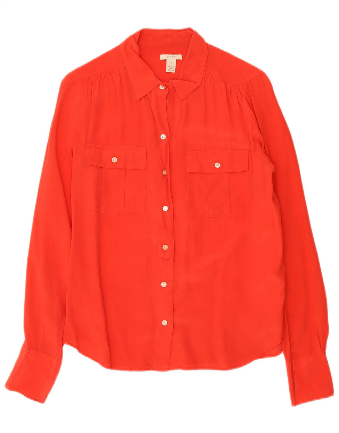 Camisa feminina J. Crew EUA 6 seda vermelha média