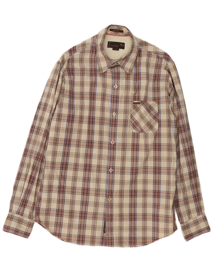 Camisa masculina Marlboro Classics grande marrom xadrez algodão