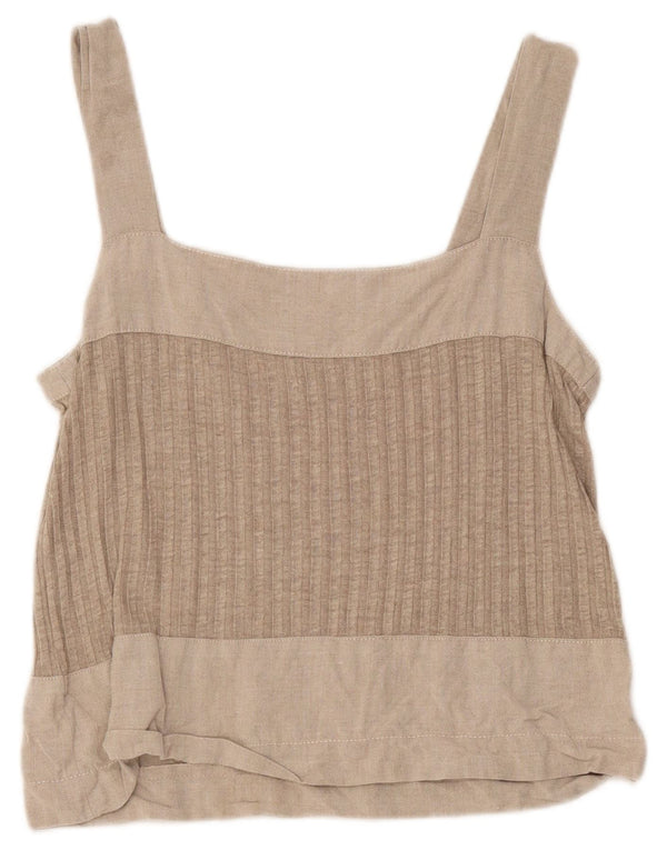 Top Cami feminino vintage UK 8 bloco colorido cinza pequeno