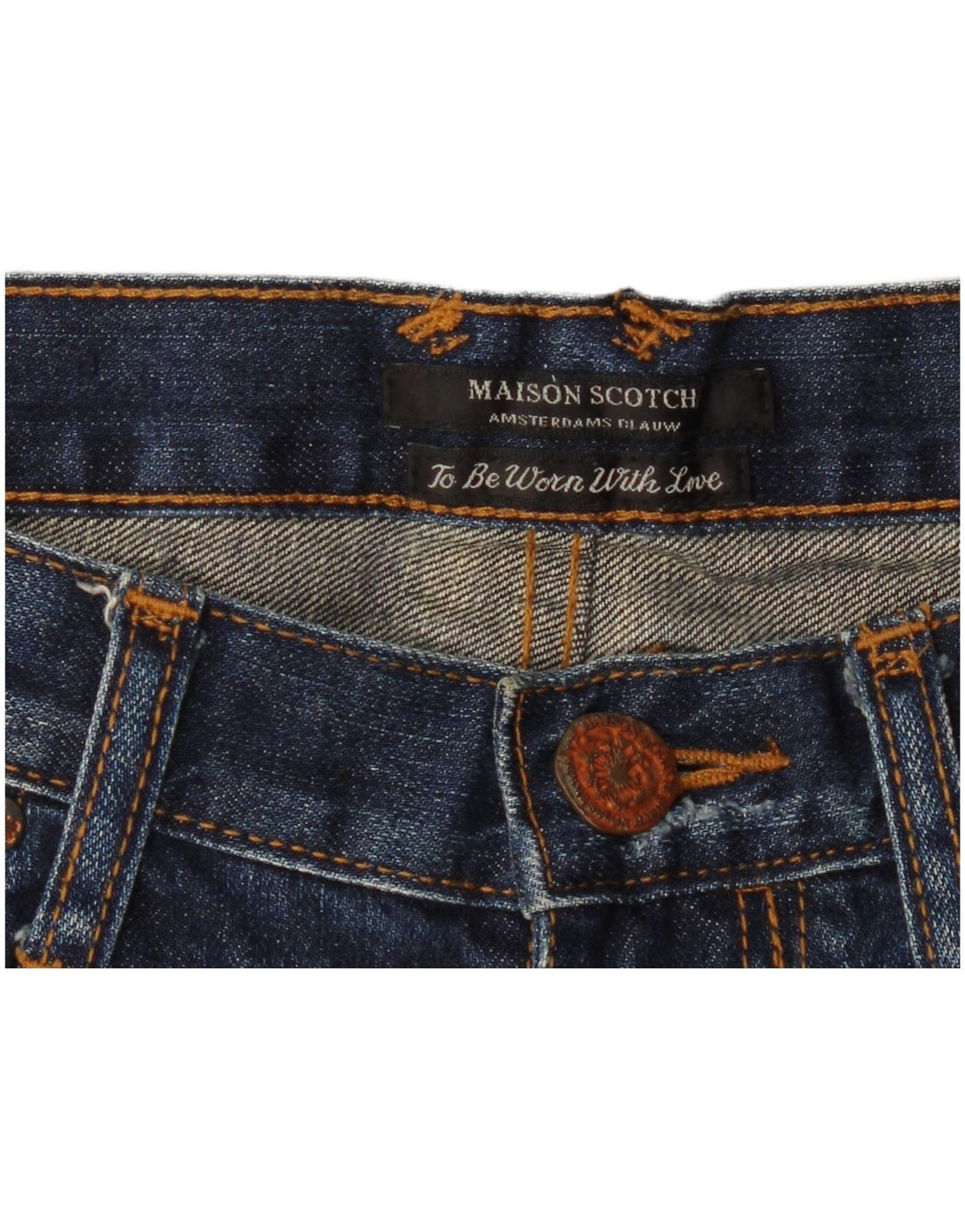 Maison Scotch Shorts jeans feminino desgastado W32 azul médio
