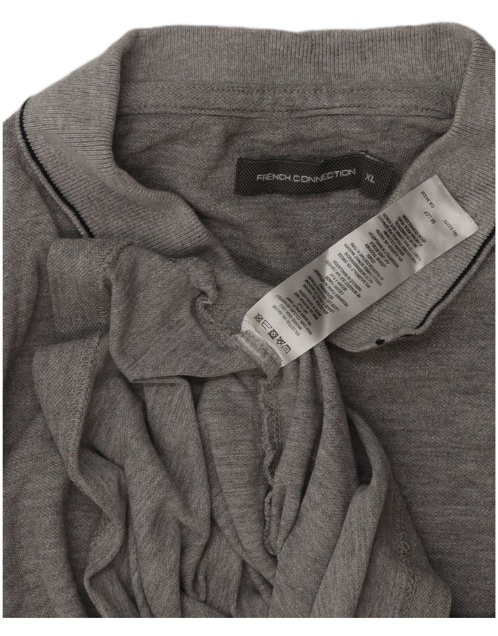 Camisa polo masculina XL da French Connection algodão manchado cinza