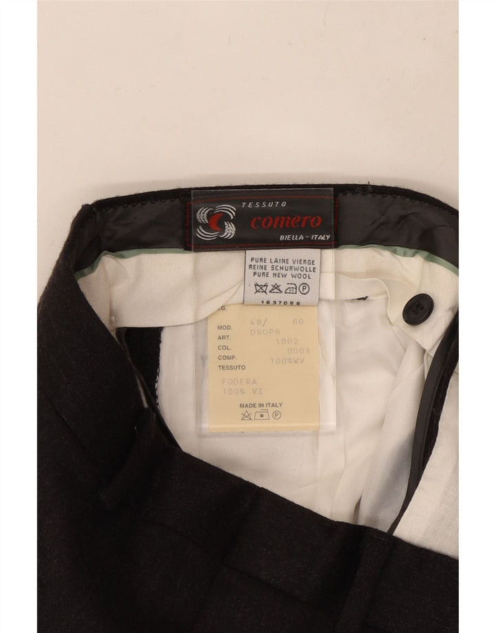 Calça de terno masculina COMERO IT 48 médio W30 L30 lã preta