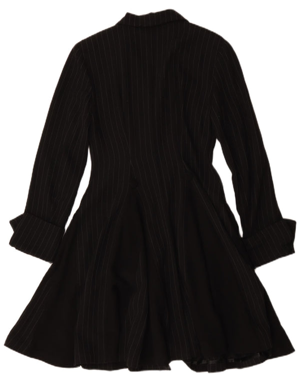 Bellissima camisa feminina de manga comprida vestido IT 48 XS preto risca de giz