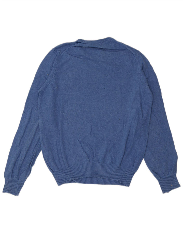 Suéter masculino ZARA com gola redonda e viscose azul médio