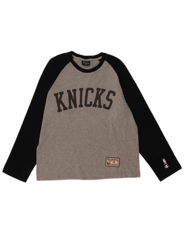 CHAMPION Camiseta feminina New York Knicks manga comprida UK 14 cinza médio