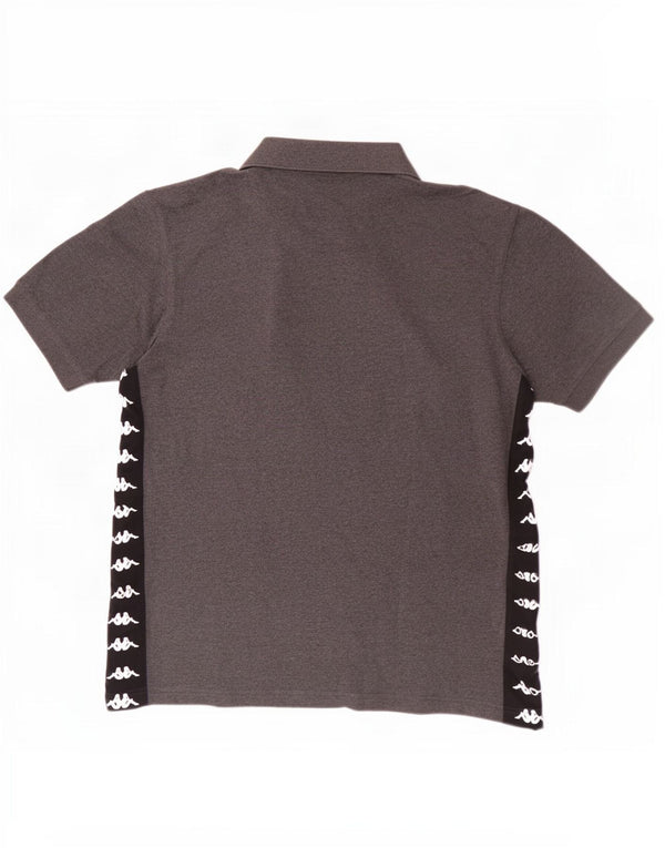 Camisa polo masculina Kappa gráfica grande cinza colorblock algodão