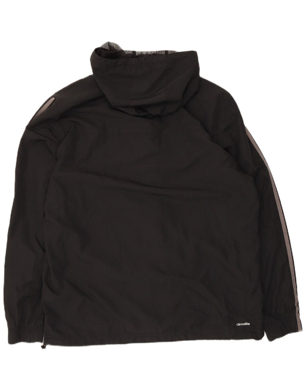 Adidas Mens Climalite Hooded Tracksuit Top Jacket Reino Unido 42/44 Grande Preto