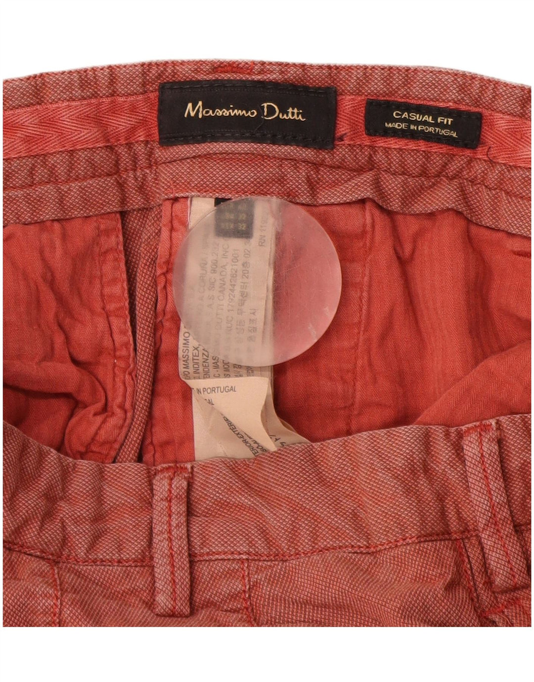 MASSIMO DUTTI Masculino Casual Fit Calça Chino UE 42 Grande W32 L32 Vermelho