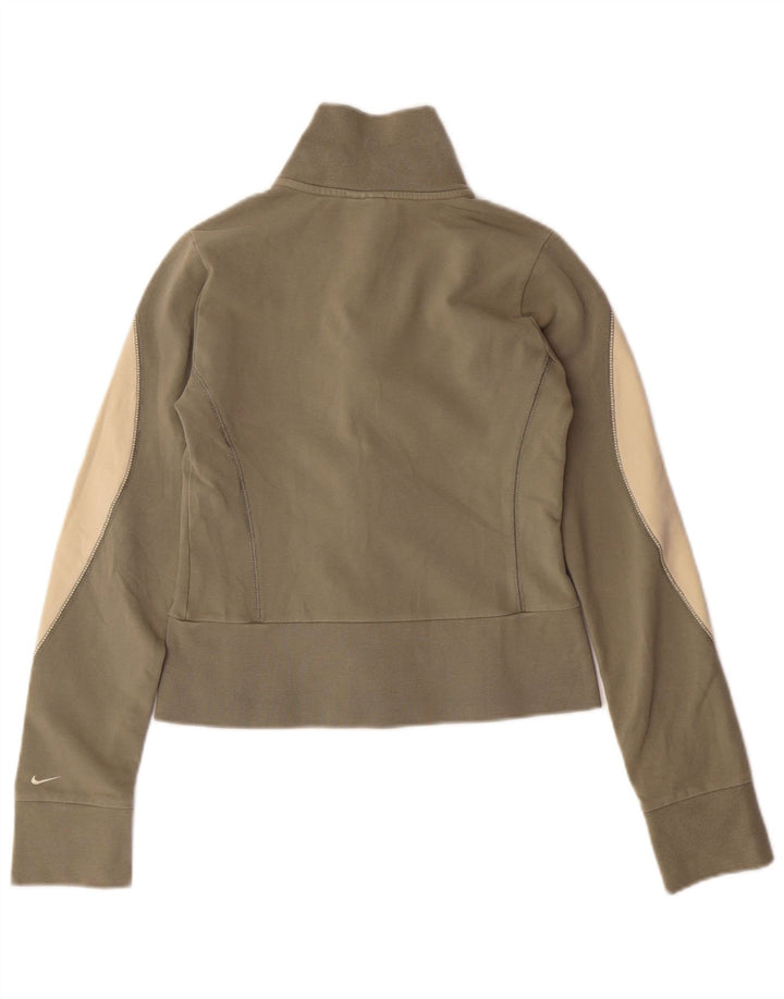 NIKE Womens Crop Tracksuit Top Jacket UK 8/10 Pequeno Bege Colourblock