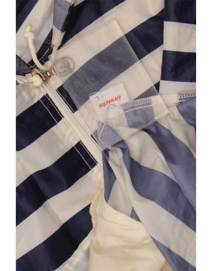 Jaqueta de chuva masculina com capuz INVICTA Reino Unido 40 grande poliéster listrado azul marinho