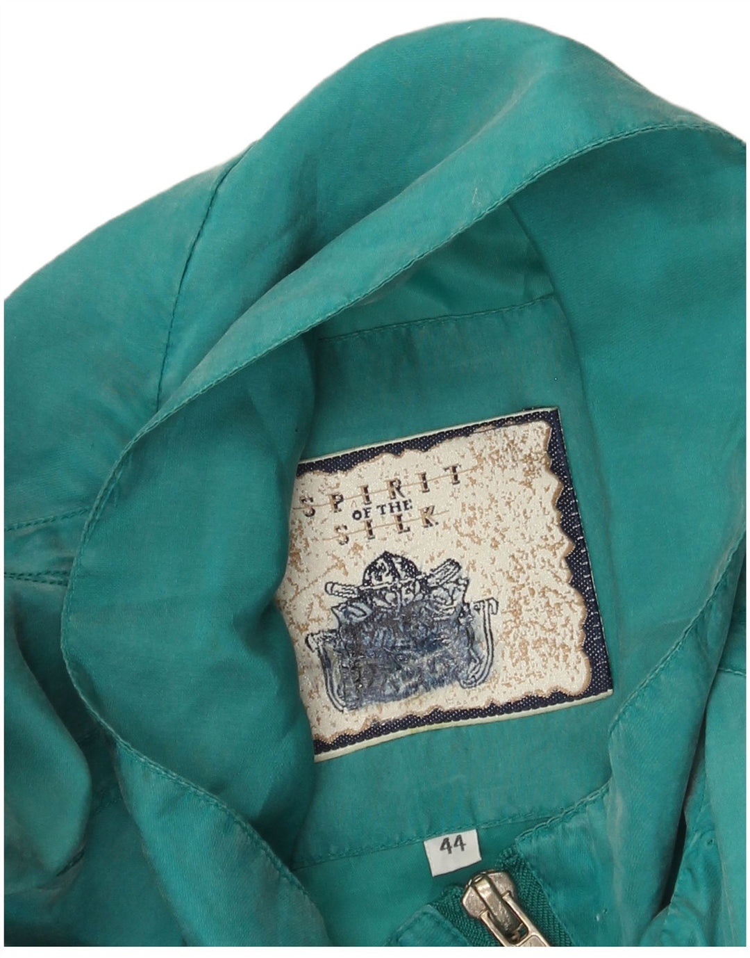 Sobretudo feminino vintage IT 44 seda turquesa média
