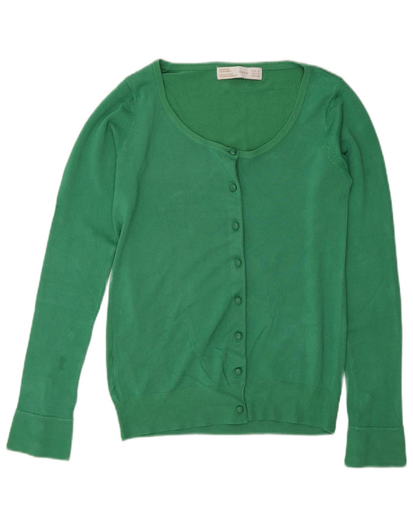 Suéter cardigã feminino Zara Reino Unido 12 rayon verde médio