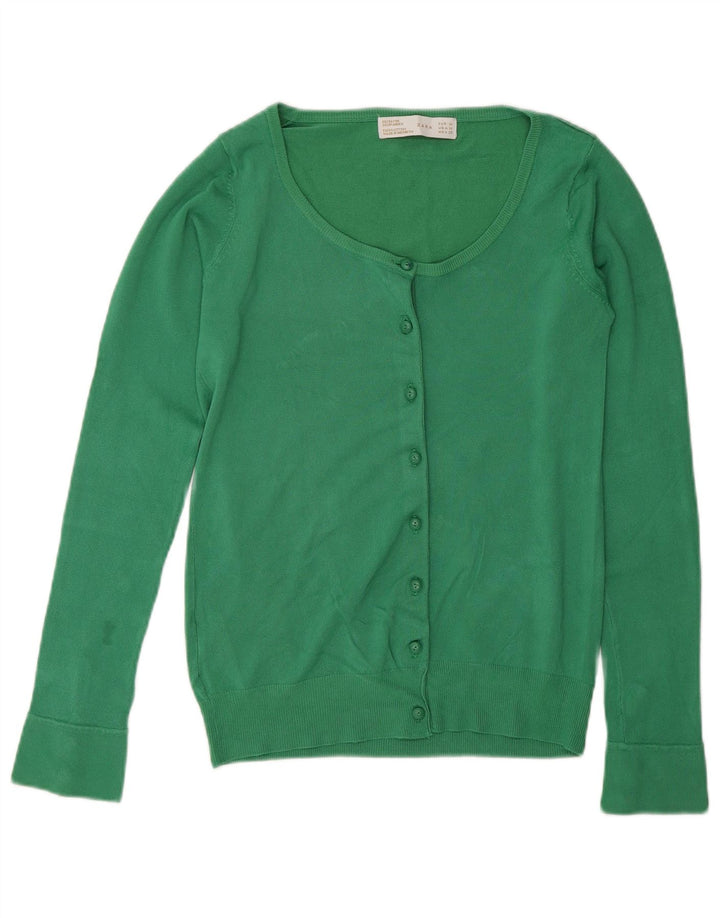 Suéter cardigã feminino Zara Reino Unido 12 rayon verde médio