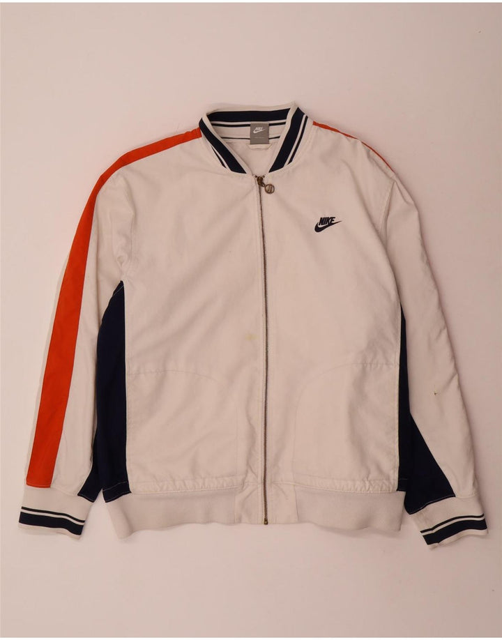 Nike Mens Tracksuit Top Jacket UK 45/47 XL Branco Colourblock Poliéster