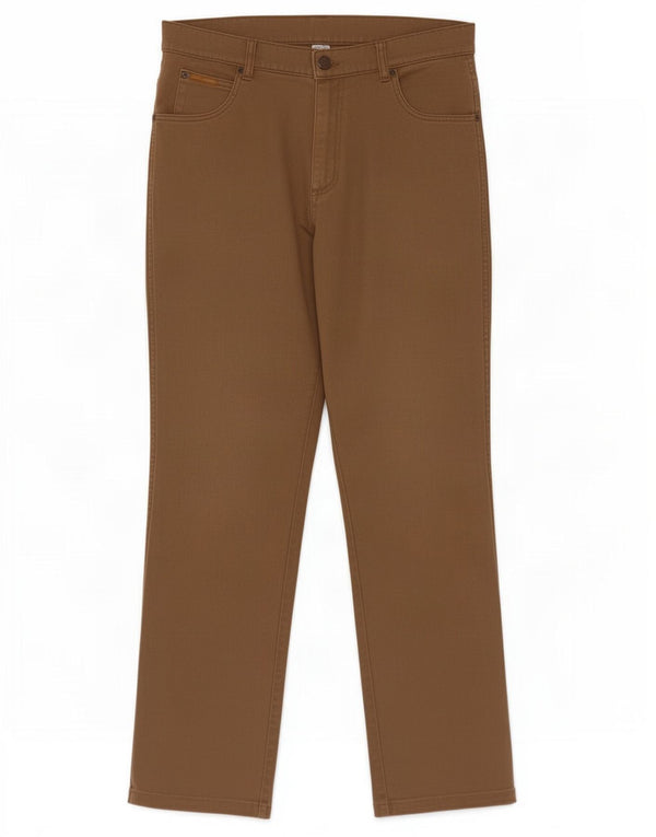 Wrangler Mens Texas Stretch Calça Casual Reta W34 L34 Algodão Bege