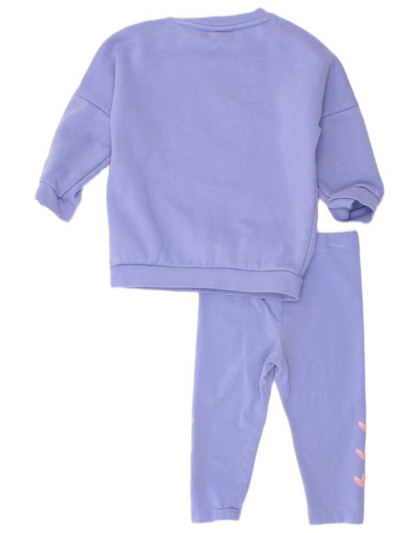 Adidas Baby Girls Graphic Full Tracksuit 9-12 Months Purple Cotton