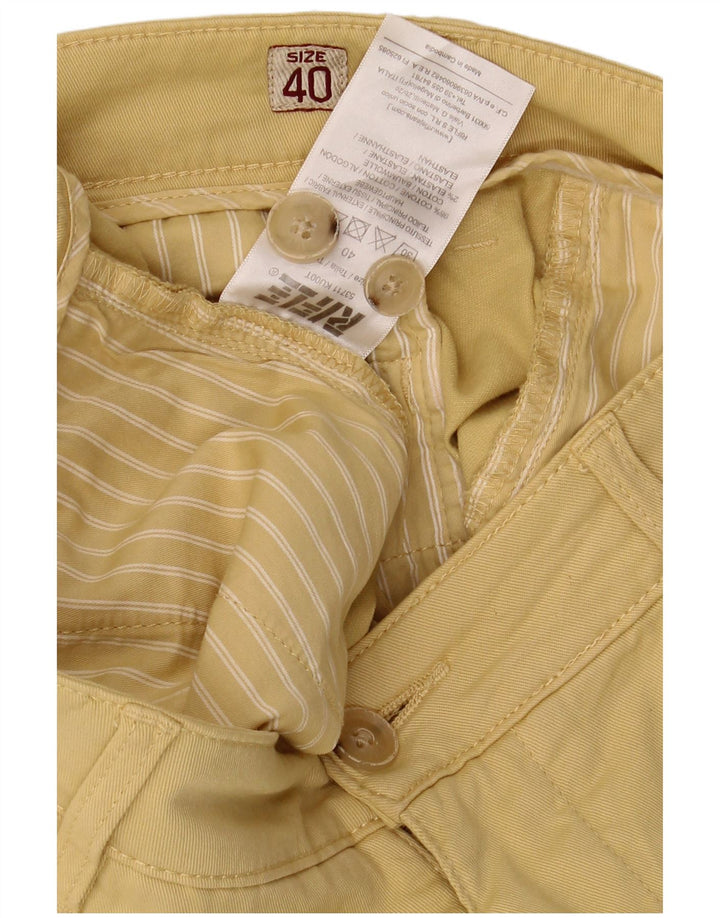 RIFLE Mens Chino Shorts W40 XL Algodão Amarelo