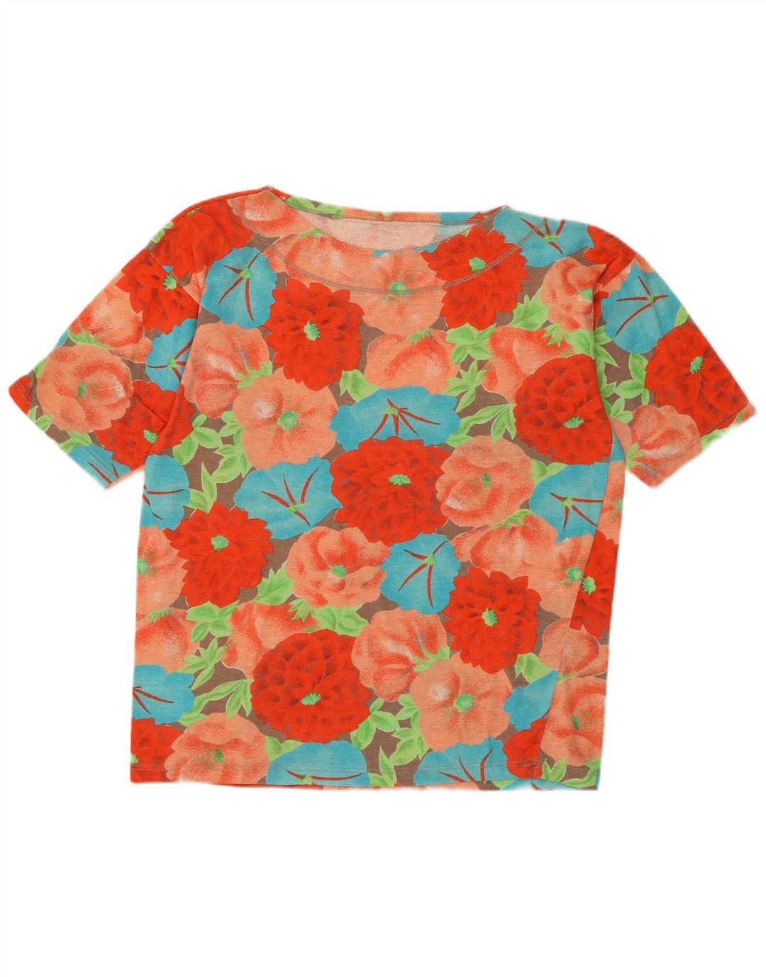 Camiseta feminina vintage com estampa gráfica UK 14 média floral multicolorida