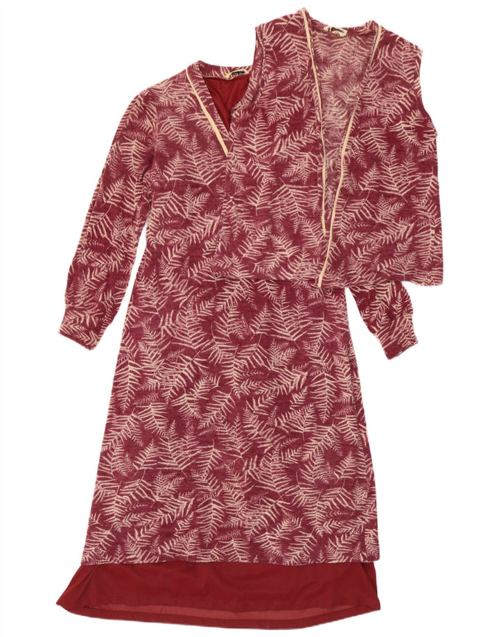 Conjunto feminino Hilton de 2 peças UK 10 pequeno floral cor de vinho