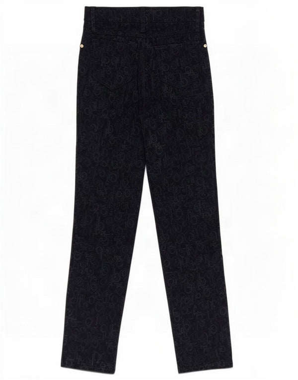 Calça feminina casual gráfica Roccobarocco IT 40 pequena W26 L29 azul marinho