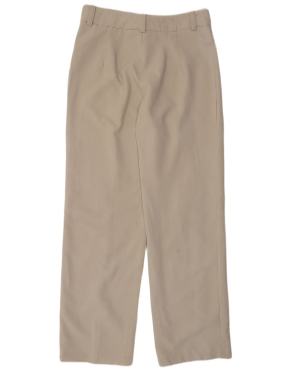 Calça feminina Zara cintura alta reta casual grande W30 L32 bege viscose