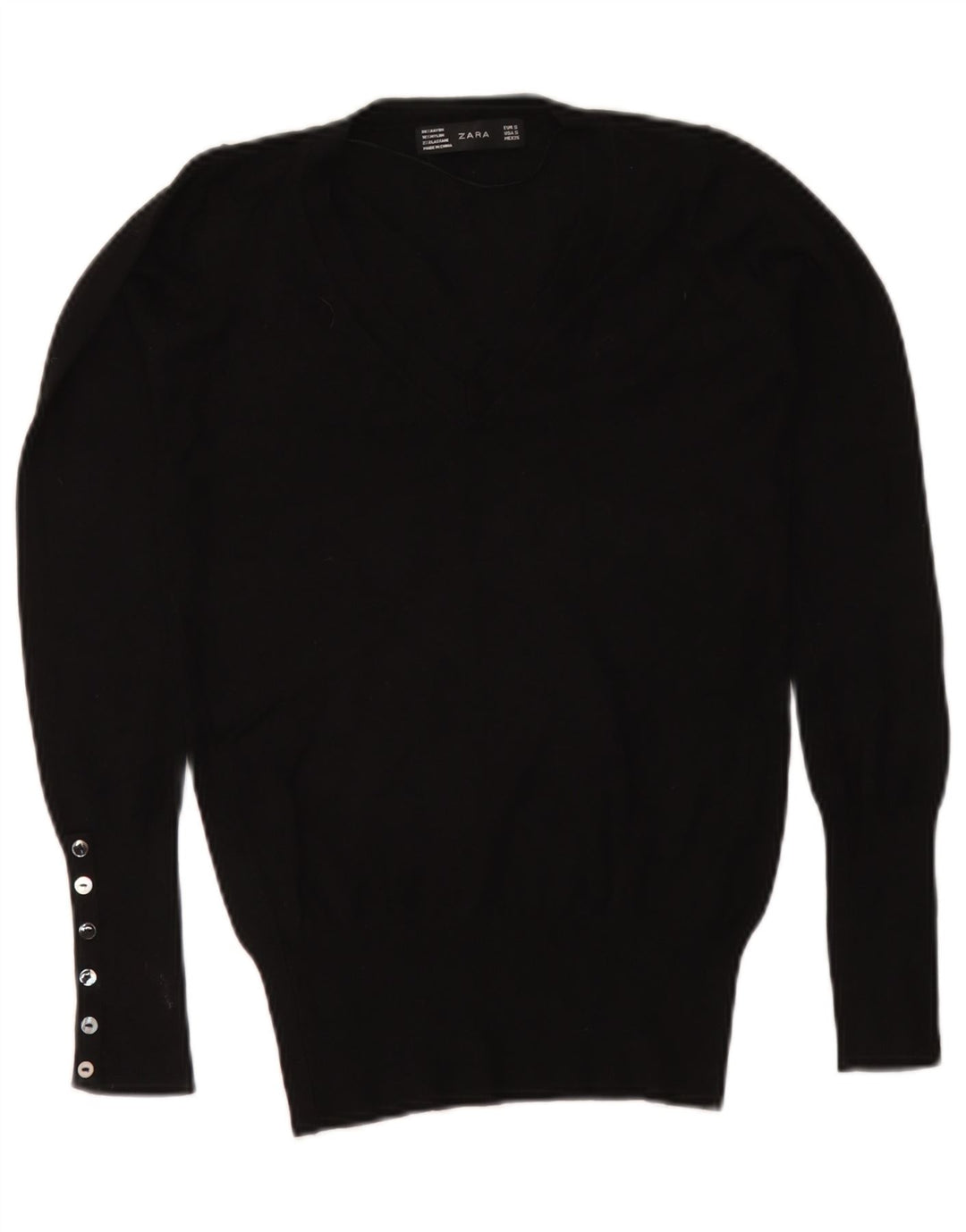 Suéter feminino Zara com decote em V Reino Unido 10 pequeno preto