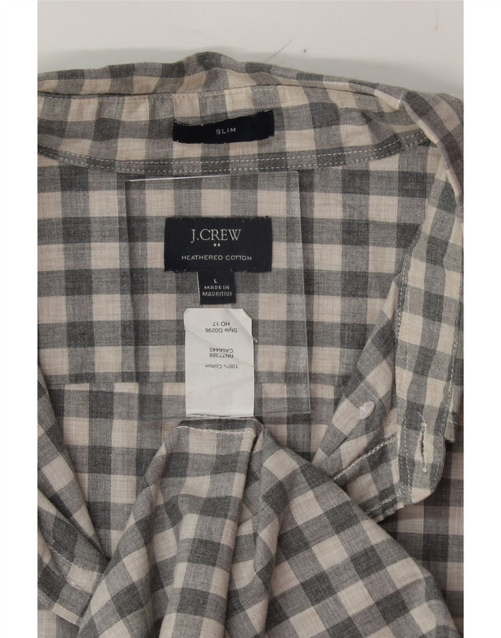 J. CREW Mens Slim Fit Shirt Large Grey Gingham Cotton Vintage J. Crew and Second-Hand J. Crew from Messina Hembry 
