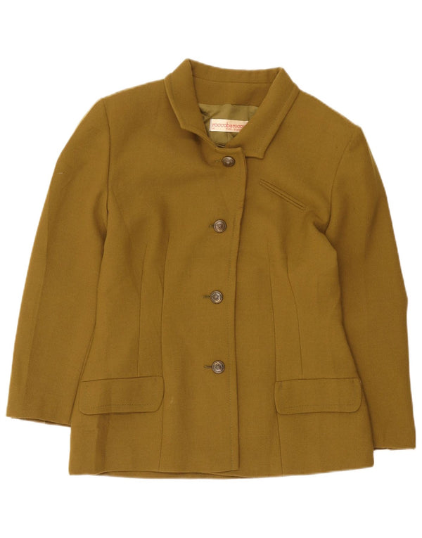 Jaqueta blazer feminina Roccobarocco com 4 botões IT 44 lã cáqui média