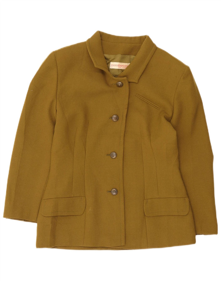 Jaqueta blazer feminina Roccobarocco com 4 botões IT 44 lã cáqui média
