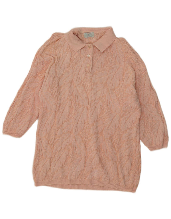Suéter feminino Benetton com estampa abstrata e gola polo IT 48 XL rosa