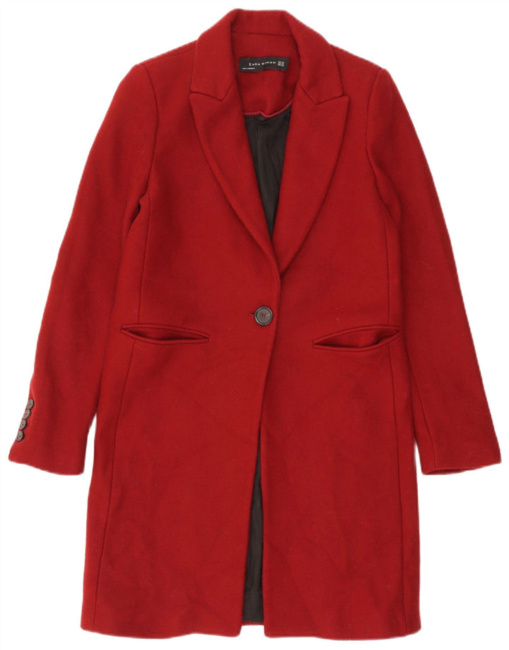 Sobretudo feminino ZARA UK 6 XS poliéster vermelho