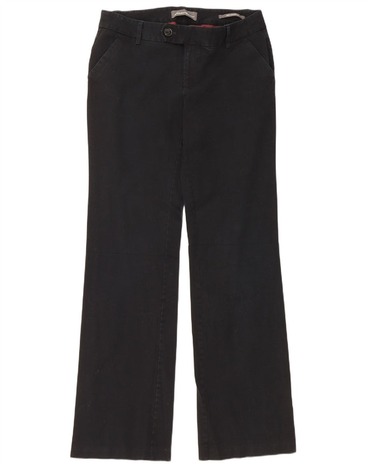 EDDIE BAUER Calça feminina reta US 8 médio W32 L33 algodão preto