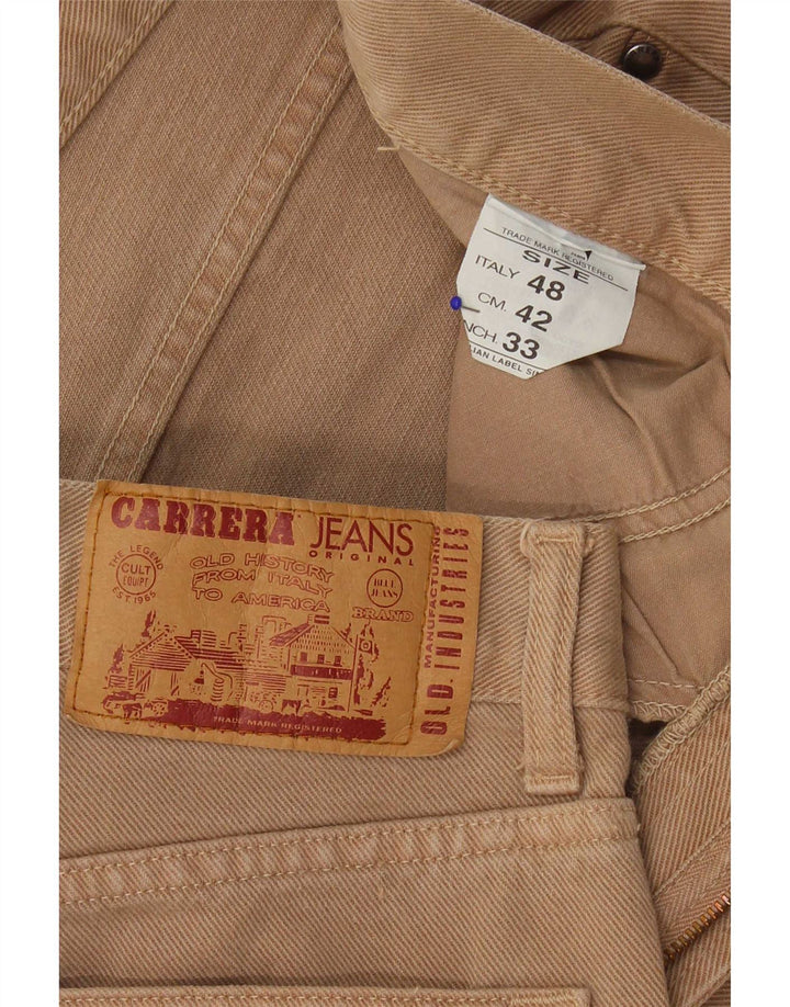Carrera Mens Straight Jeans W33 L29 Algodão Bege