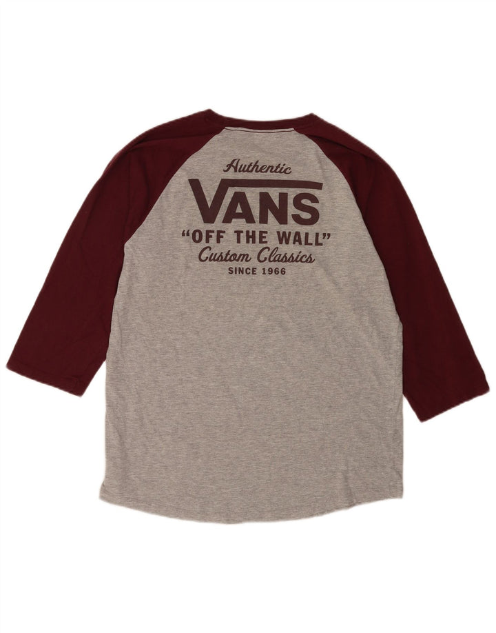 Vans Mens Graphic Top manga 3/4 grande cinza colorblock algodão