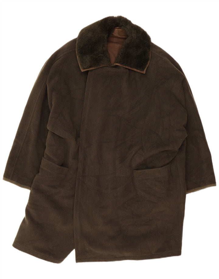 Sobretudo masculino vintage UK 44 2XL cáqui