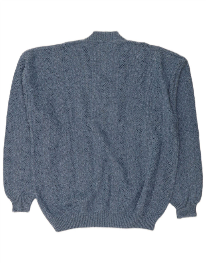 Suéter feminino Lasa com decote em V IT 46/48 grande azul argyle/diamante