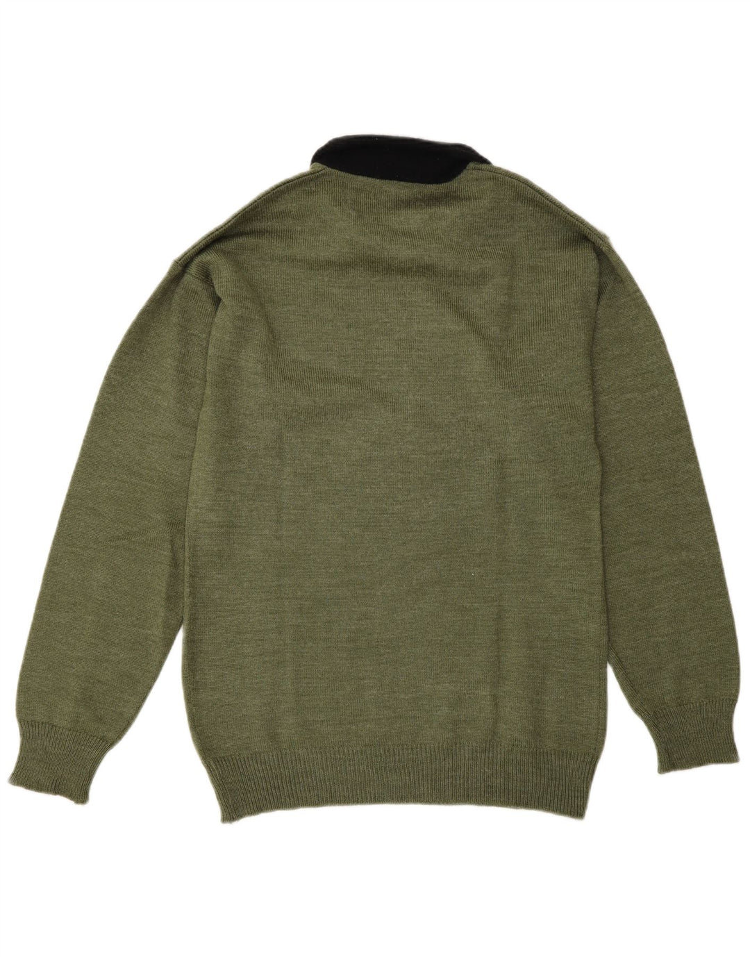Suéter masculino vintage com gola polo e bloco colorido verde médio