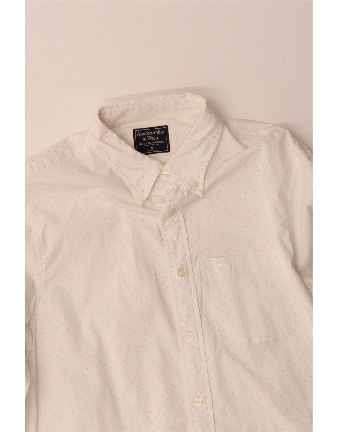 Camisa masculina Abercrombie & Fitch média branca manchada