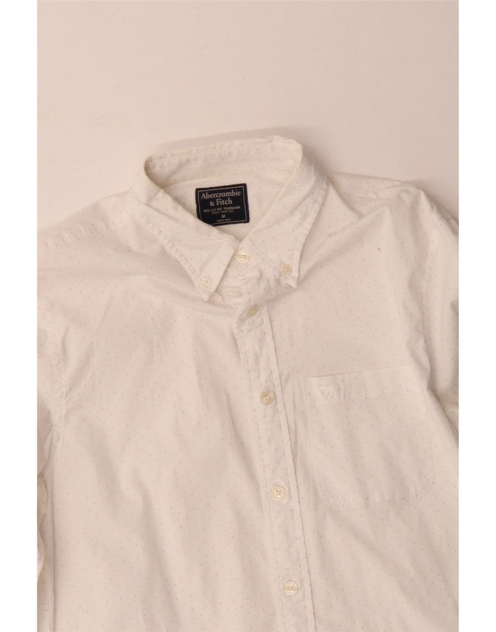 Camisa masculina Abercrombie & Fitch média branca manchada