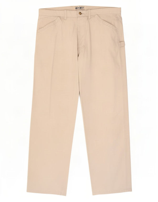 Calça cargo masculina vintage reta IT 50 grande W34 L30 algodão bege