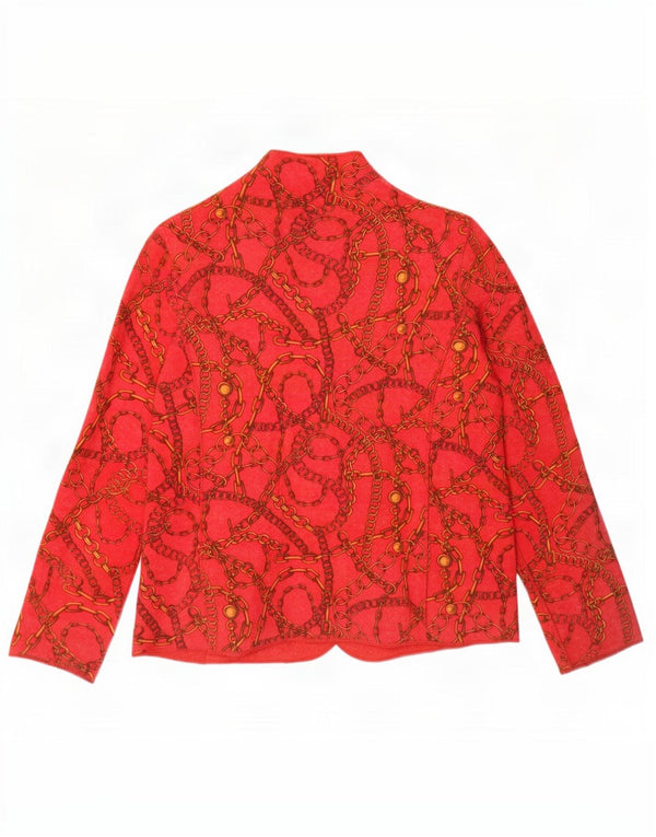 Jaqueta blazer reversível com padrão abstrato feminino vintage Reino Unido 14 vermelho médio