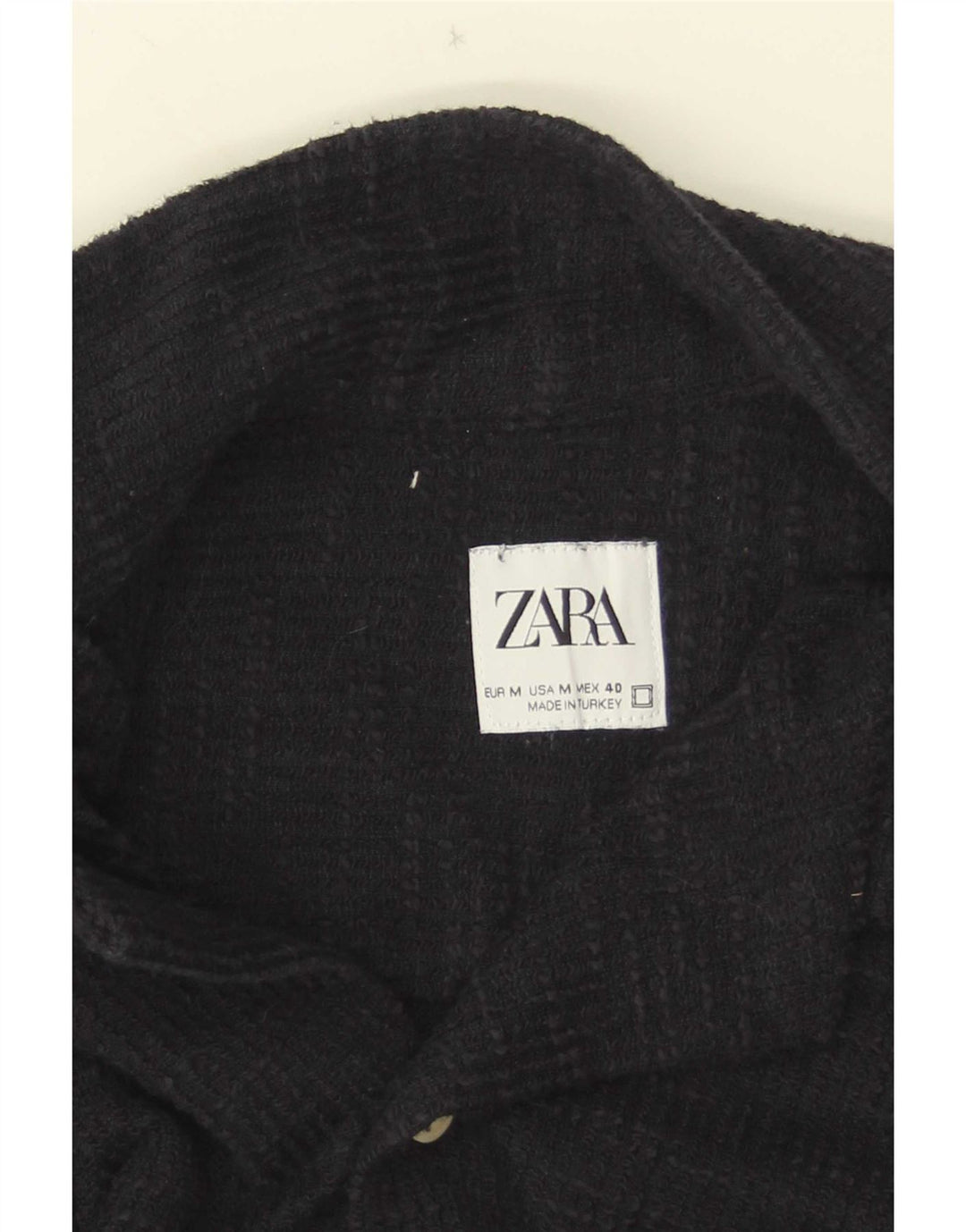 Zara Camisa feminina de manga curta médio azul marinho