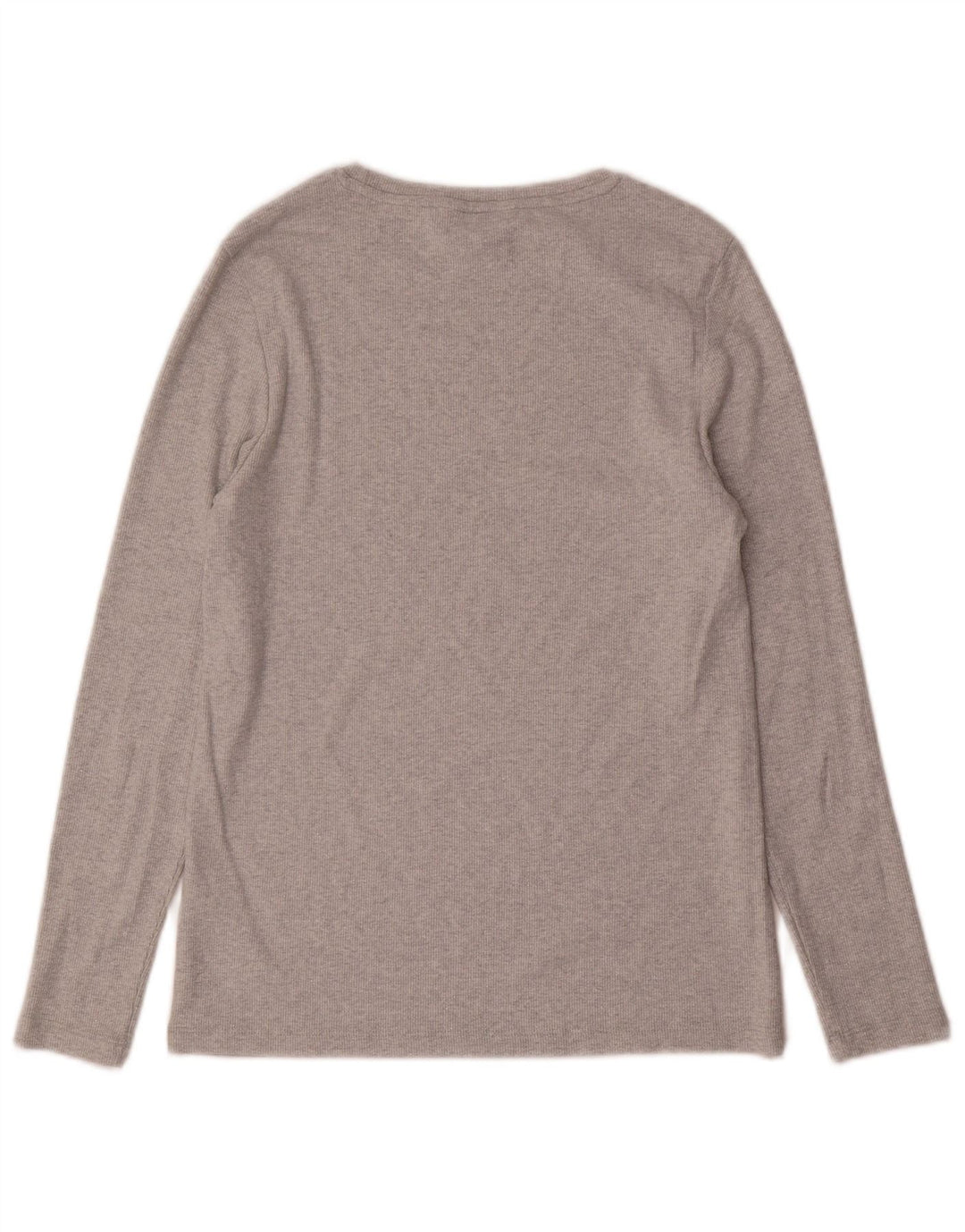 Top feminino Marks & Spencer manga comprida Reino Unido 14 algodão cinza médio