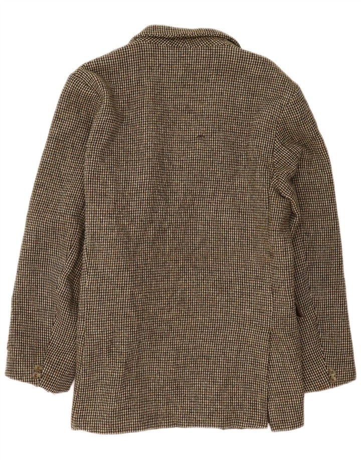 Jaqueta blazer masculina de 3 botões Harris Tweed Reino Unido 40 grande marrom xadrez nova lã