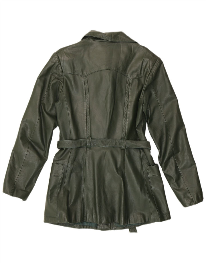 Jaqueta de couro feminina vintage IT 46 grande verde