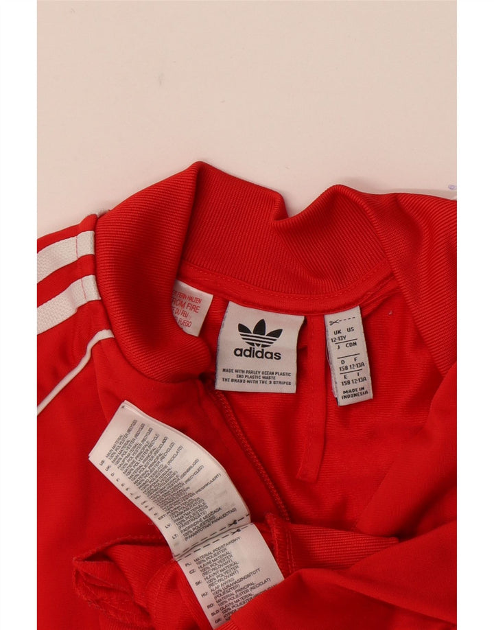 ADIDAS Boys Tracksuit Top Jacket 12-13 Anos Grande Poliéster Vermelho