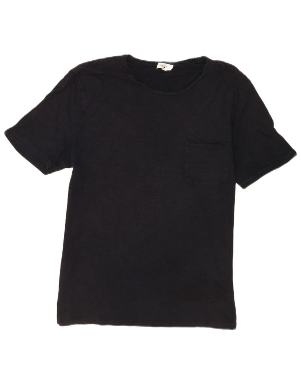 Camiseta masculina Reiss Top grande de algodão preto manchado